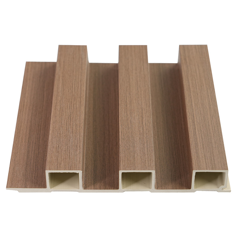 Lebar 195Mm Tebal 28Mm Serat Bambu Dekoratif Kayu Interior Bangunan Alur 3D Panel Dinding PVC Komposit Kayu-Plastik